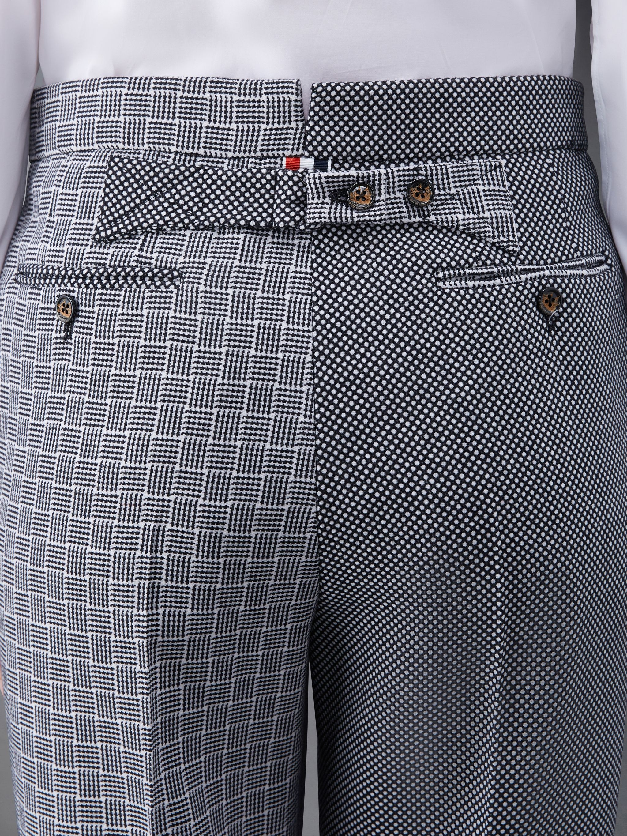 Fun-Mix Birdseye Heavy Suiting and Parquet Weave Classic Backstrap Trouser - 4