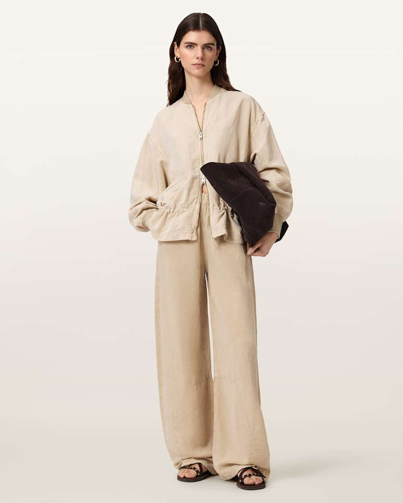 ALLSAINTS JETT WIDE LEG LINEN BLEND PANTS outlook