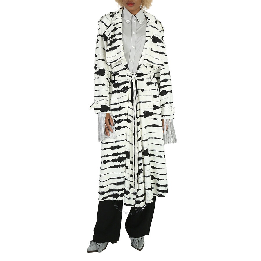 Burberry Ladies Cut-Out Detail Watercolour Print Trench Coat - 4