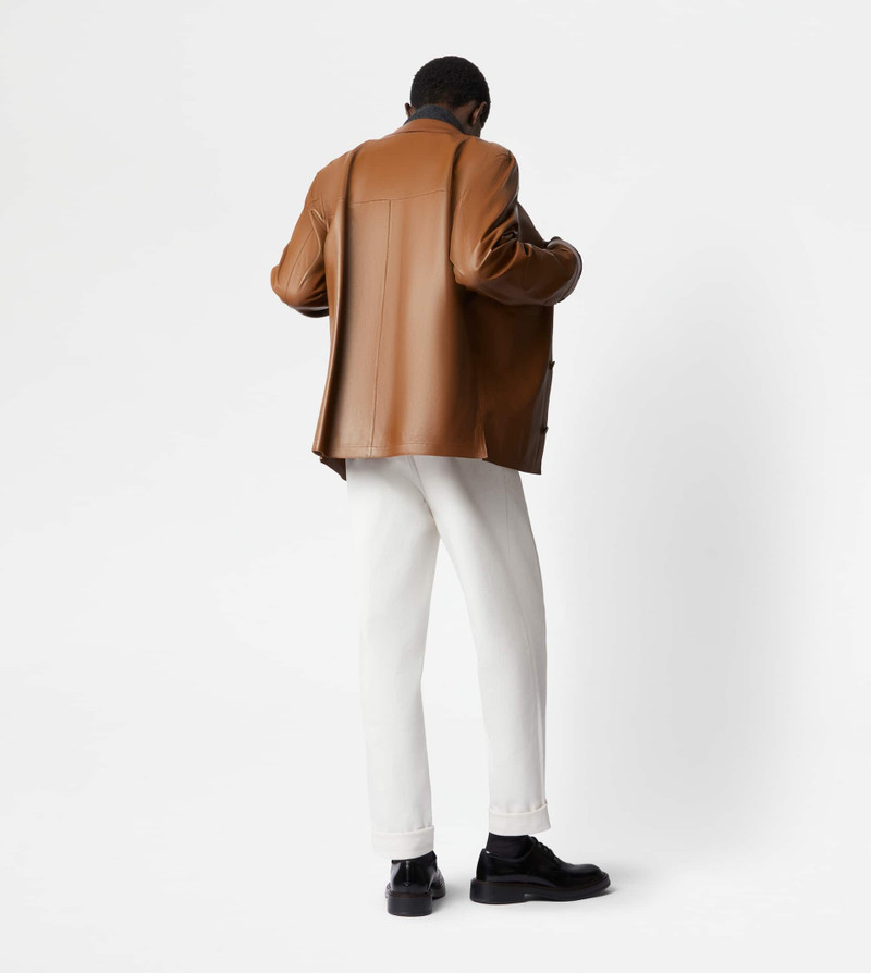 OVER SHIRT IN NAPPA LEATHER - BROWN 3