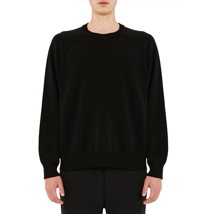 Men's Y-3 SS21 Loose Round Neck Long Sleeves Pullover Black GV4214 - 3