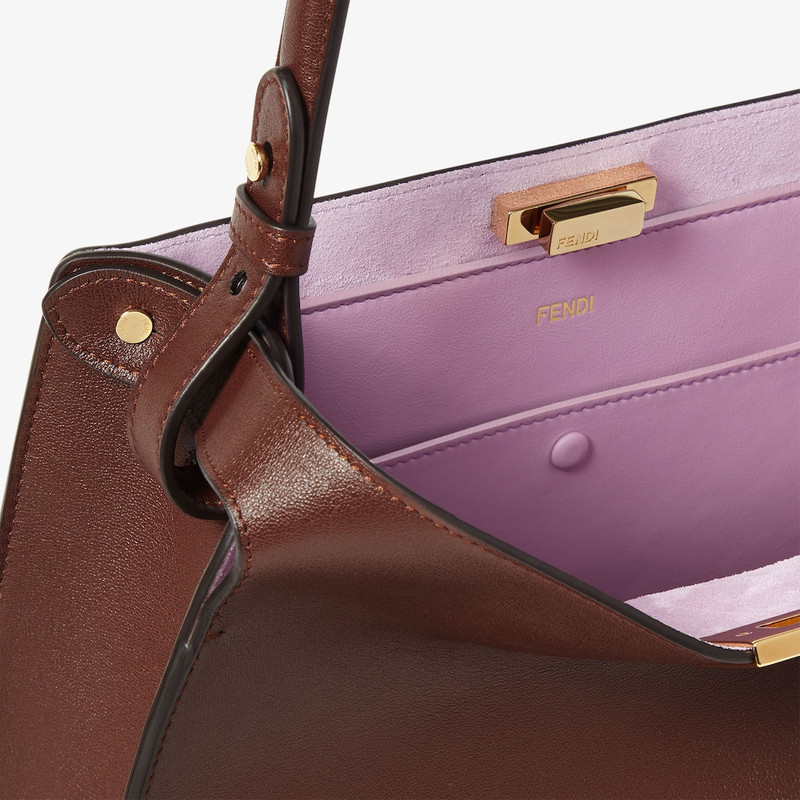 Fendi Way Medium Dark brown leather and violet suede bag 7