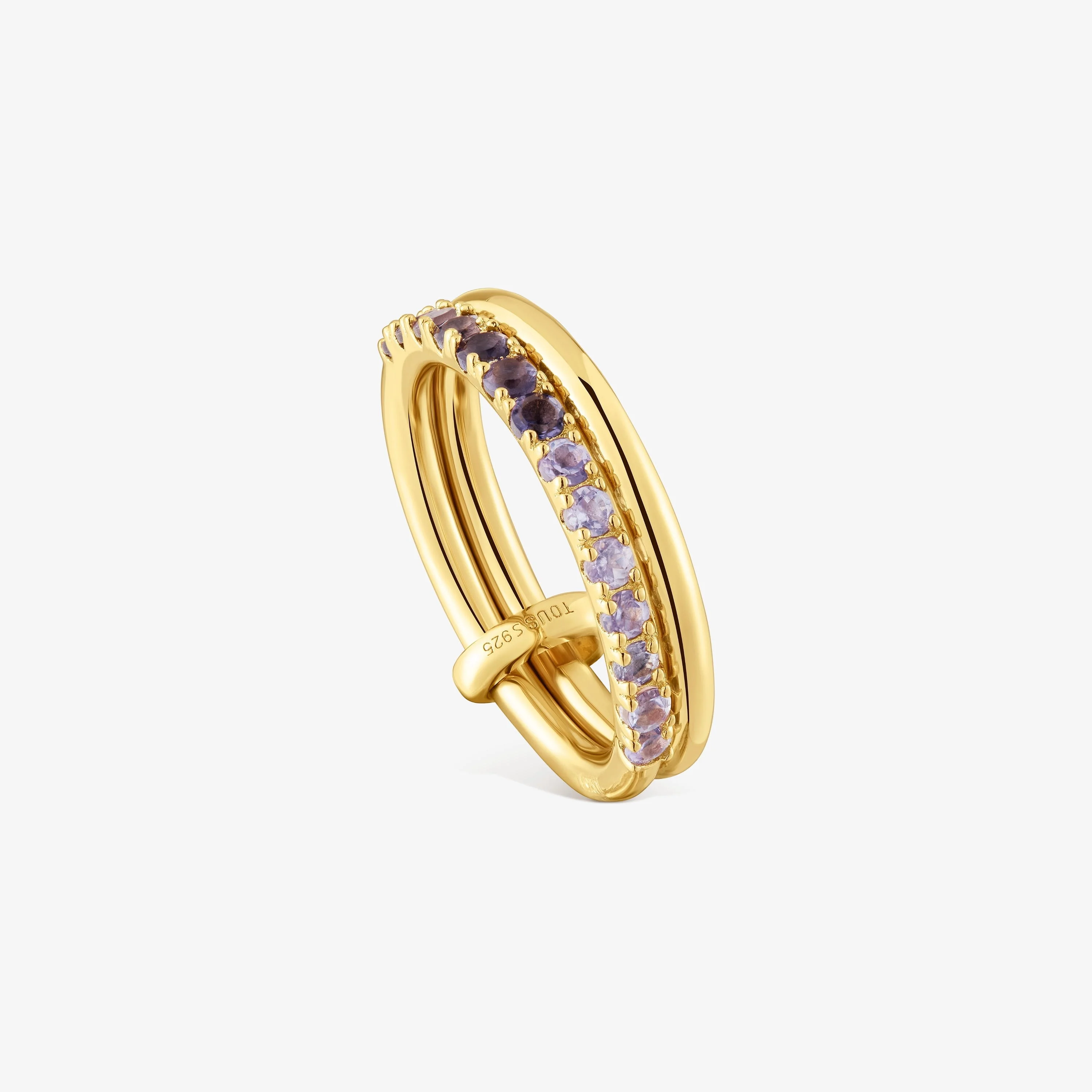 18K gold vermeil Double ring with gemstones TOUS Straight - 1