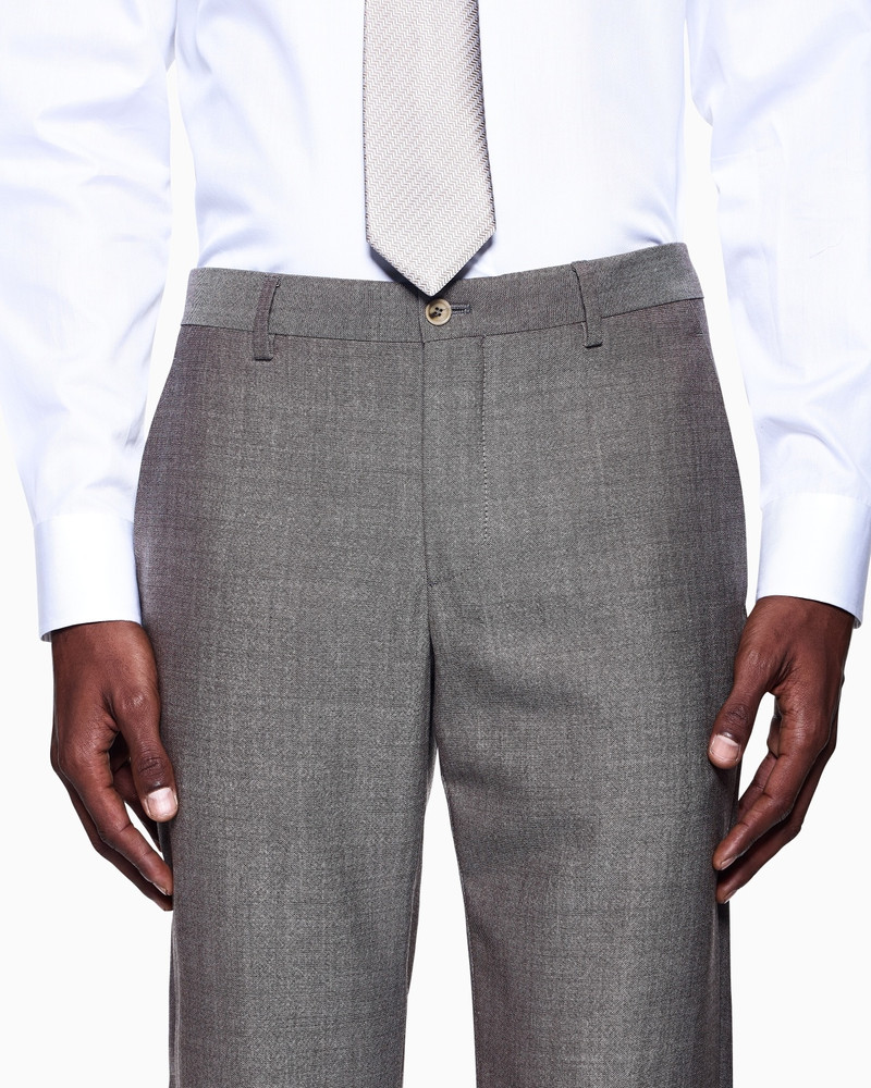 SINGLE-BREASTED SOHO LINE SUIT IN TWO-TONE ARMURE WOOL 5