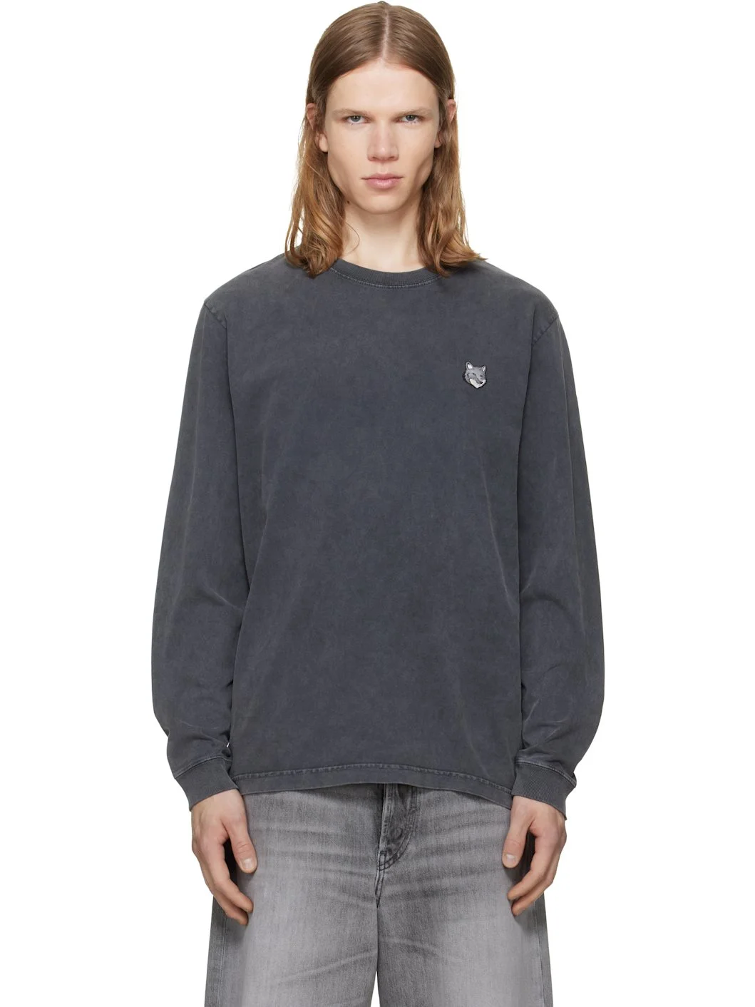 Gray Fox Head Faded Comfort Long Sleeve T-shirt - 1