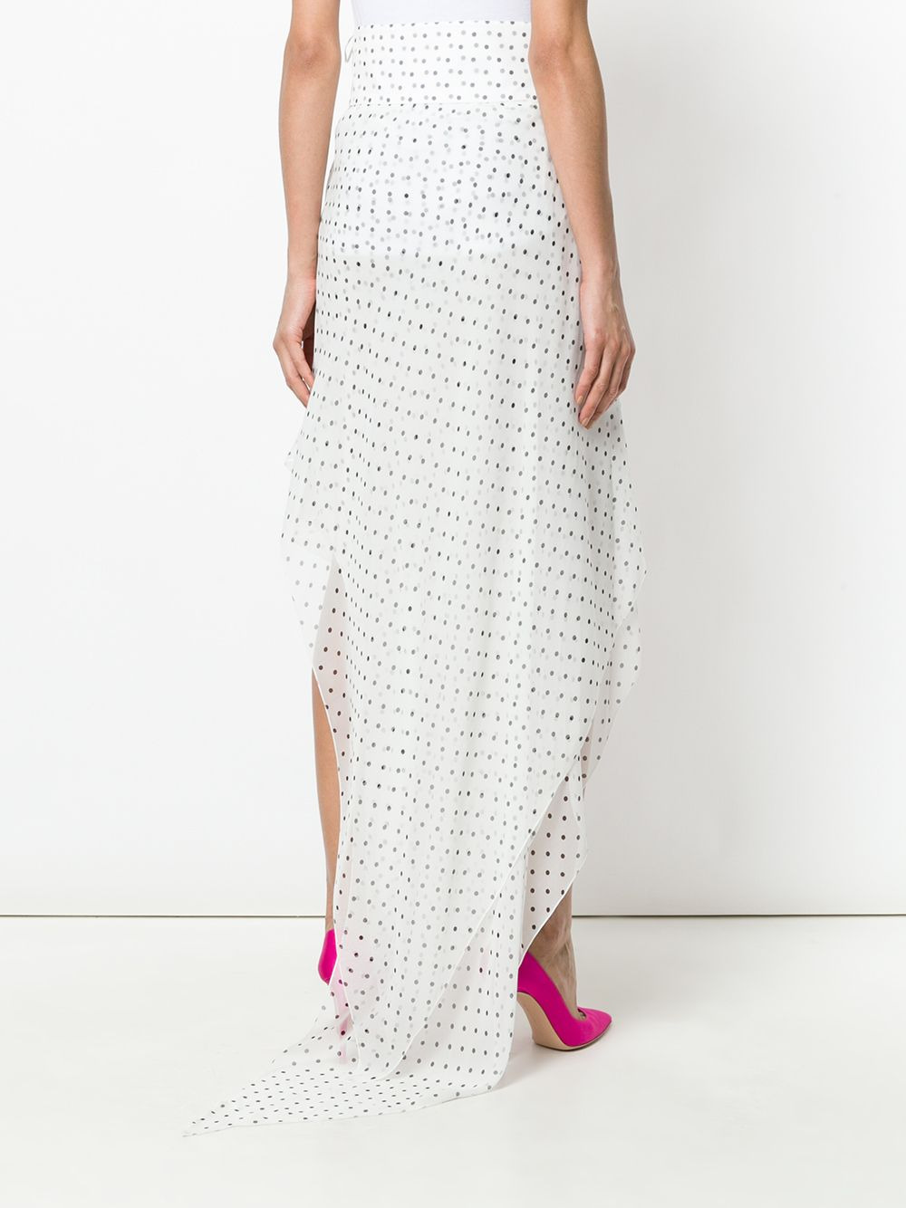 asymmetric spotted ruffled skirt - 4