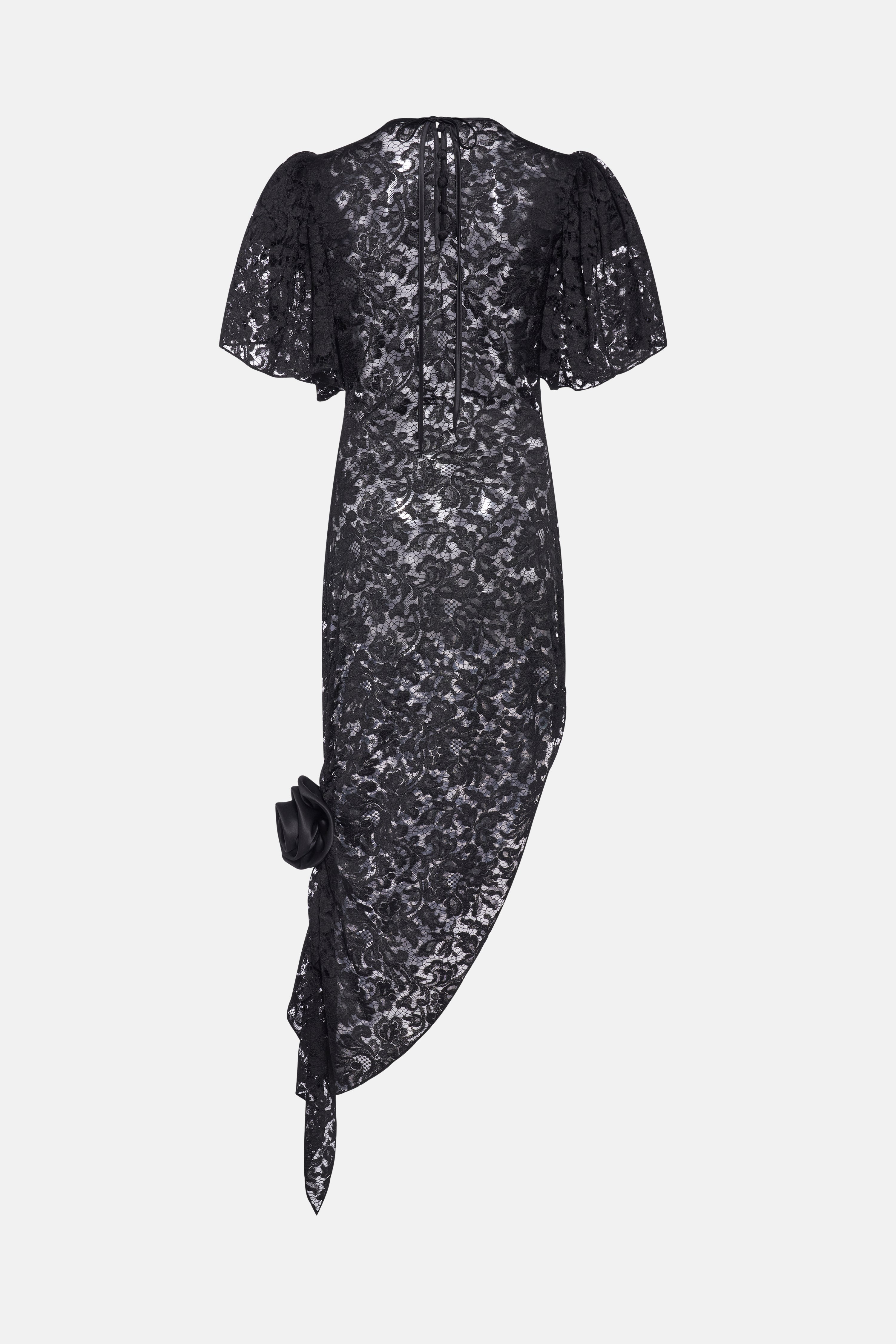LACE DRESS WITH SPLIT AND ROSE - 2