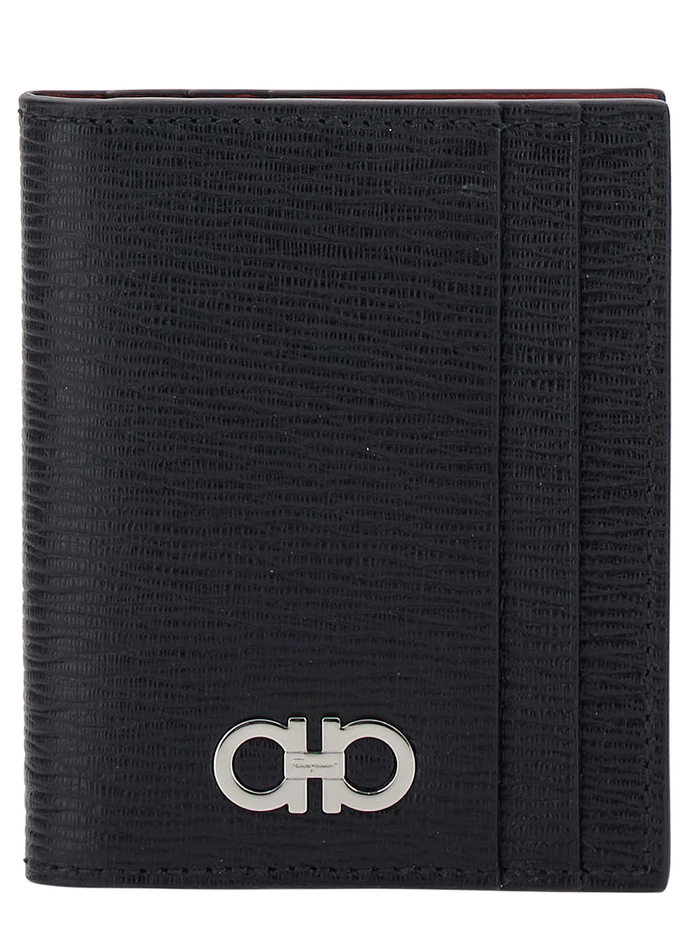 Ferragamo Men Card Holder With Gancini Detail In Black Leather For Men - 1