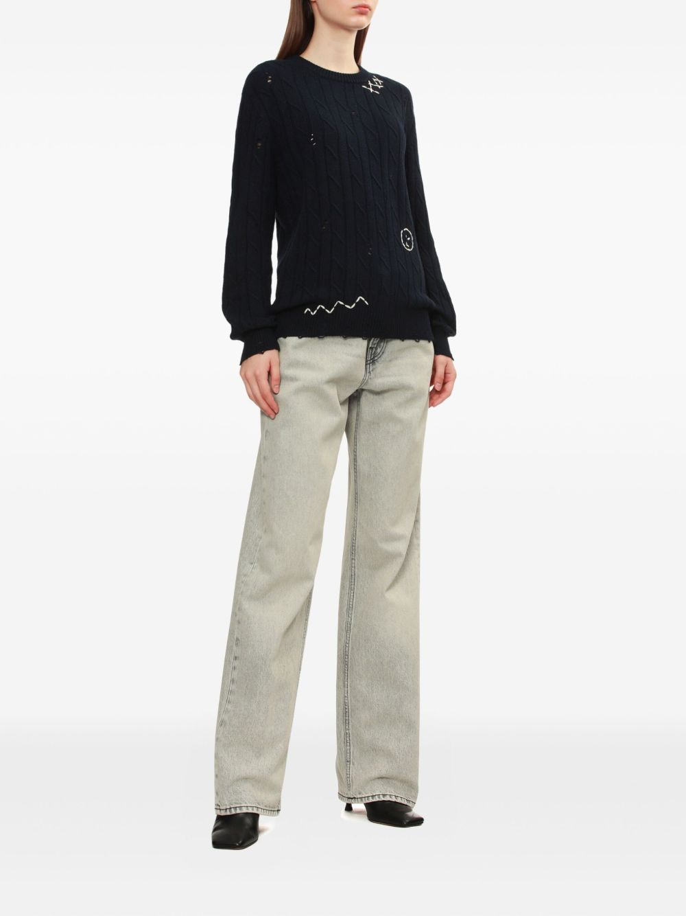 cable-knit distressed sweater - 2