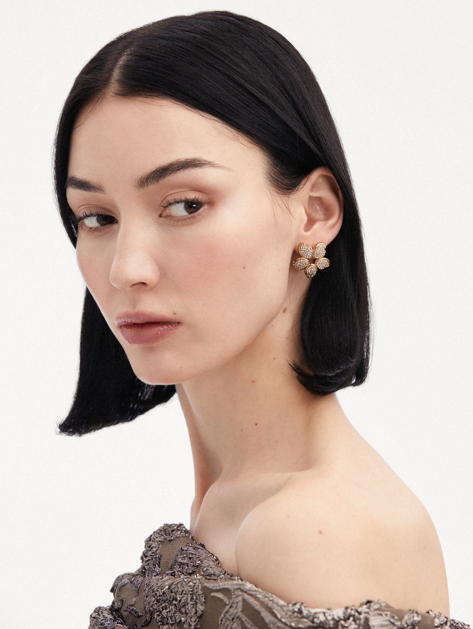 CRYSTAL O FLOWER EARRINGS - 2