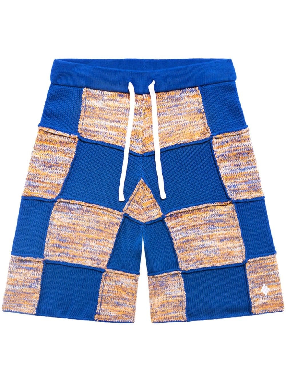 patchwork knitted track shorts - 1