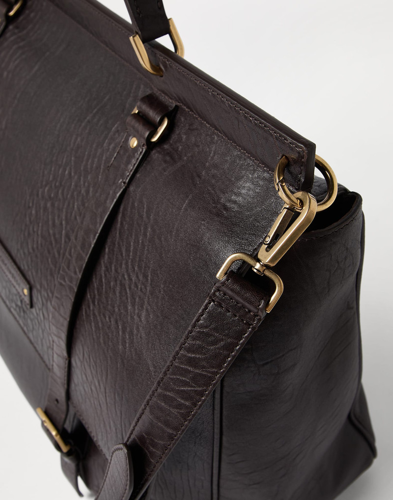 Textured grain calfskin casual briefcase 3