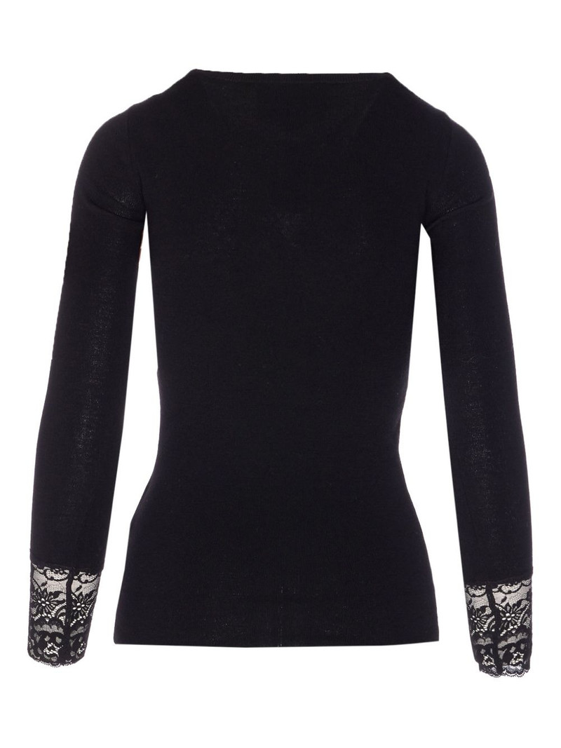 Valentino lace-trim long-sleeve T-shirt outlook