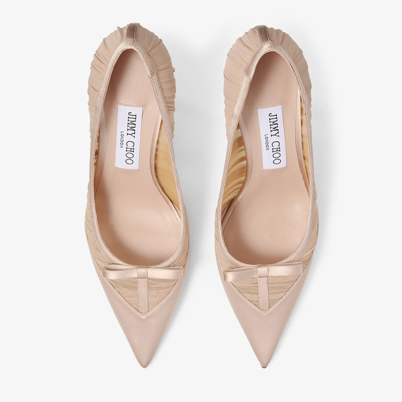 Love Mesh 85 Macaron Satin with Ruched Tulle Pumps 4