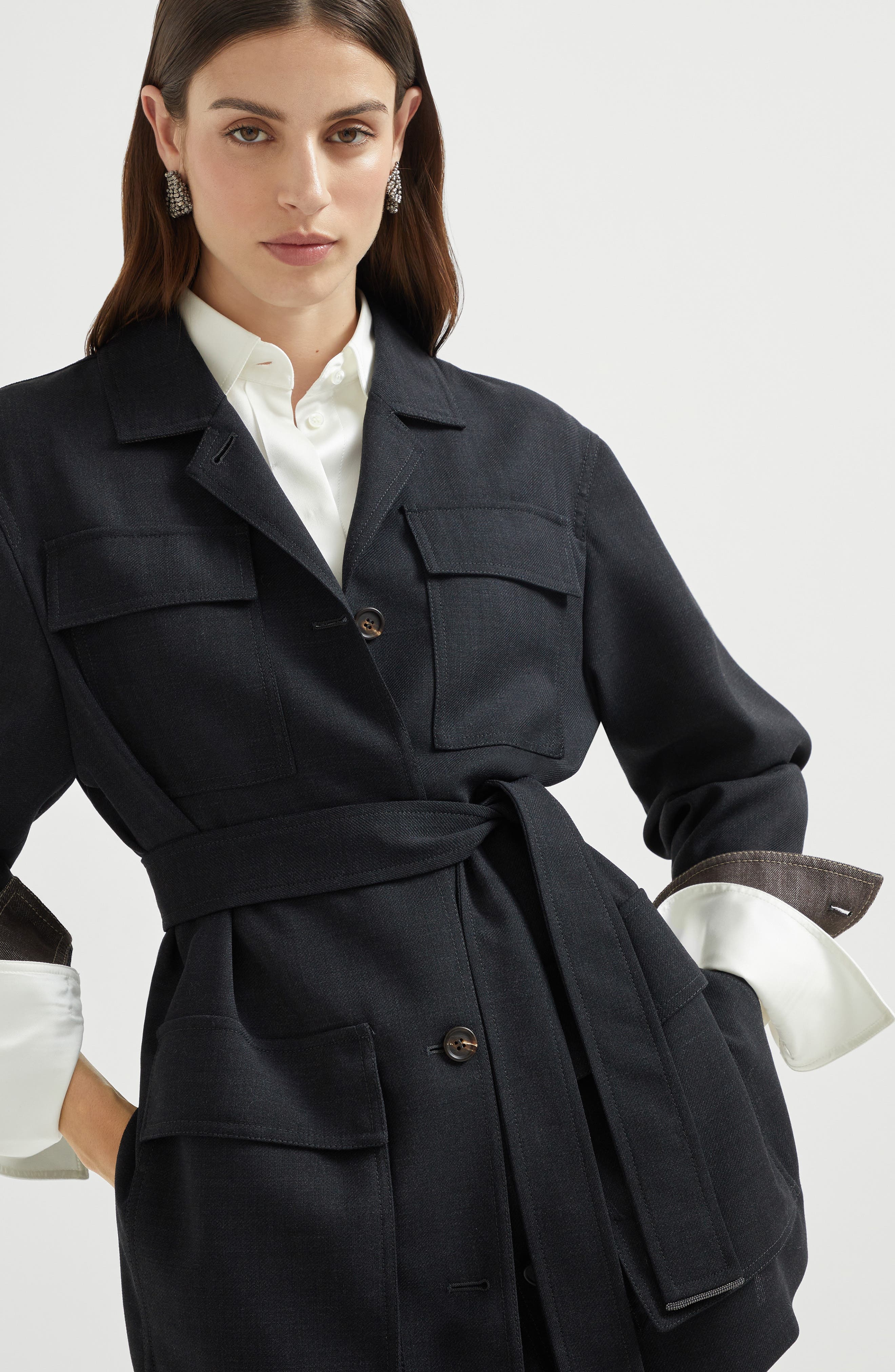 Brunello Cucinelli Fluid twill blazer in Lignite Grey at Nordstrom - 5