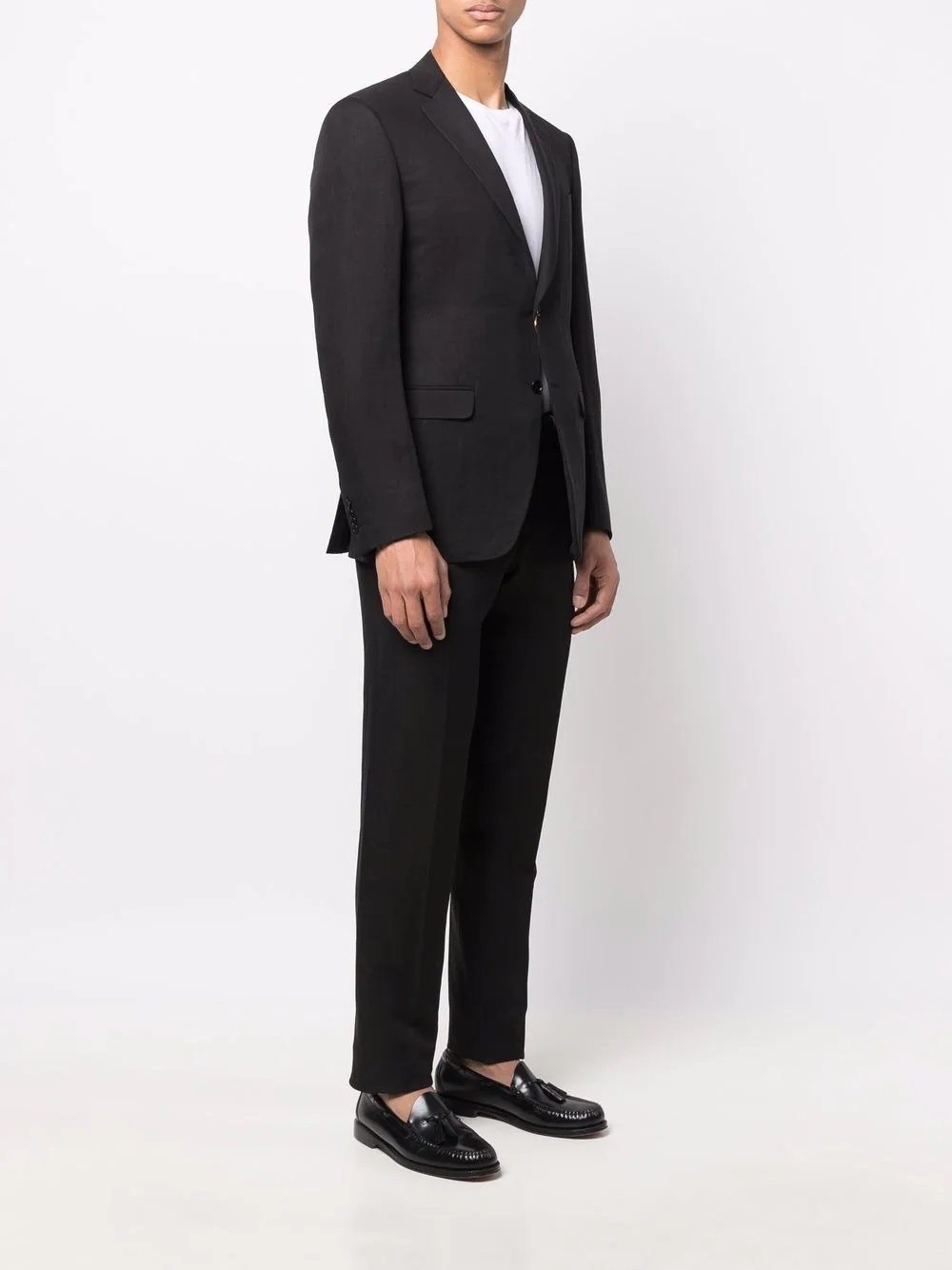 single-breasted linen-silk suit - 3