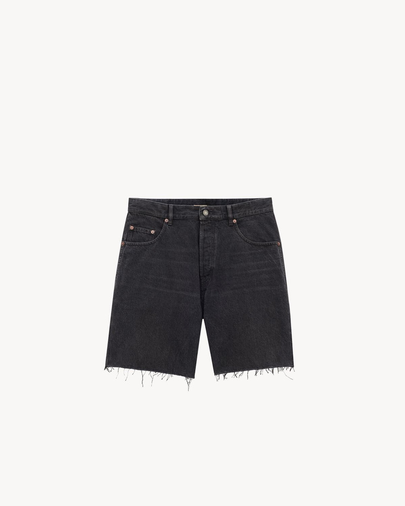 BERMUDA SHORTS IN BLACK VENDÔME DENIM - 1
