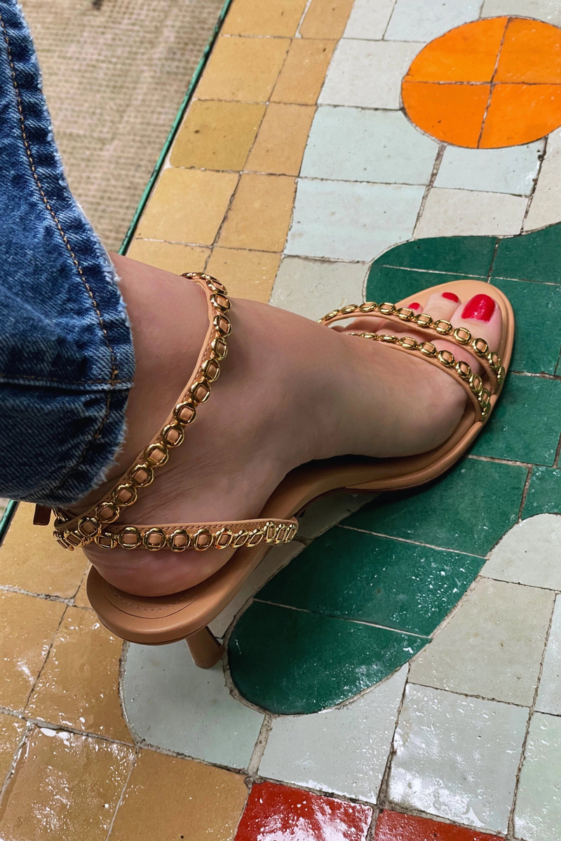 Larroudé Milanina Mini Sandal In Tan Leather outlook