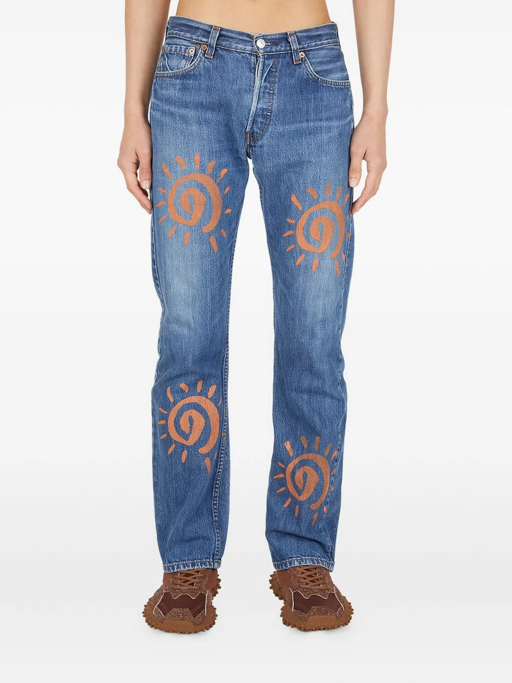 graphic-motif jeans - 1