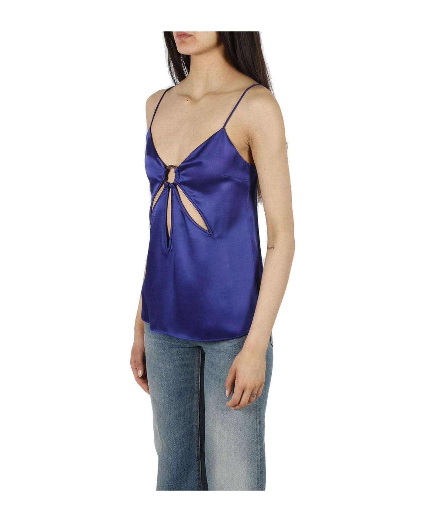 Cut-out Detailed Sleeveless Satin Vest - 2