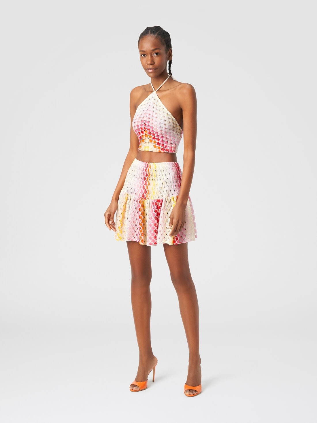 Dégradé lace-effect top with American neckline - 2