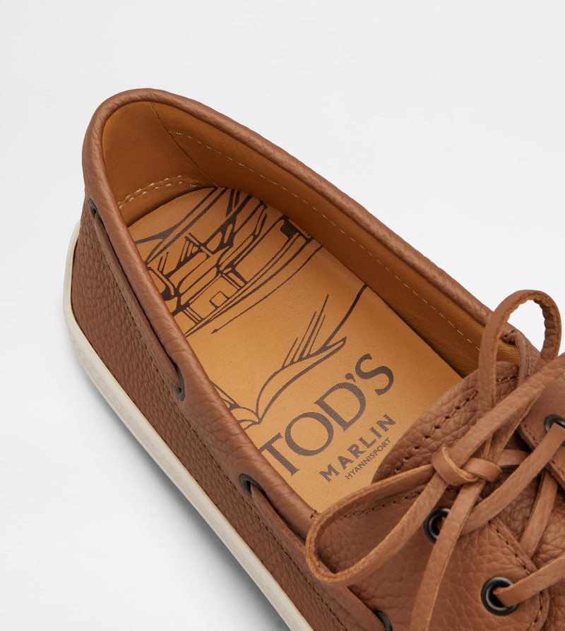 BOAT SHOES IN LEATHER - BROWN 5