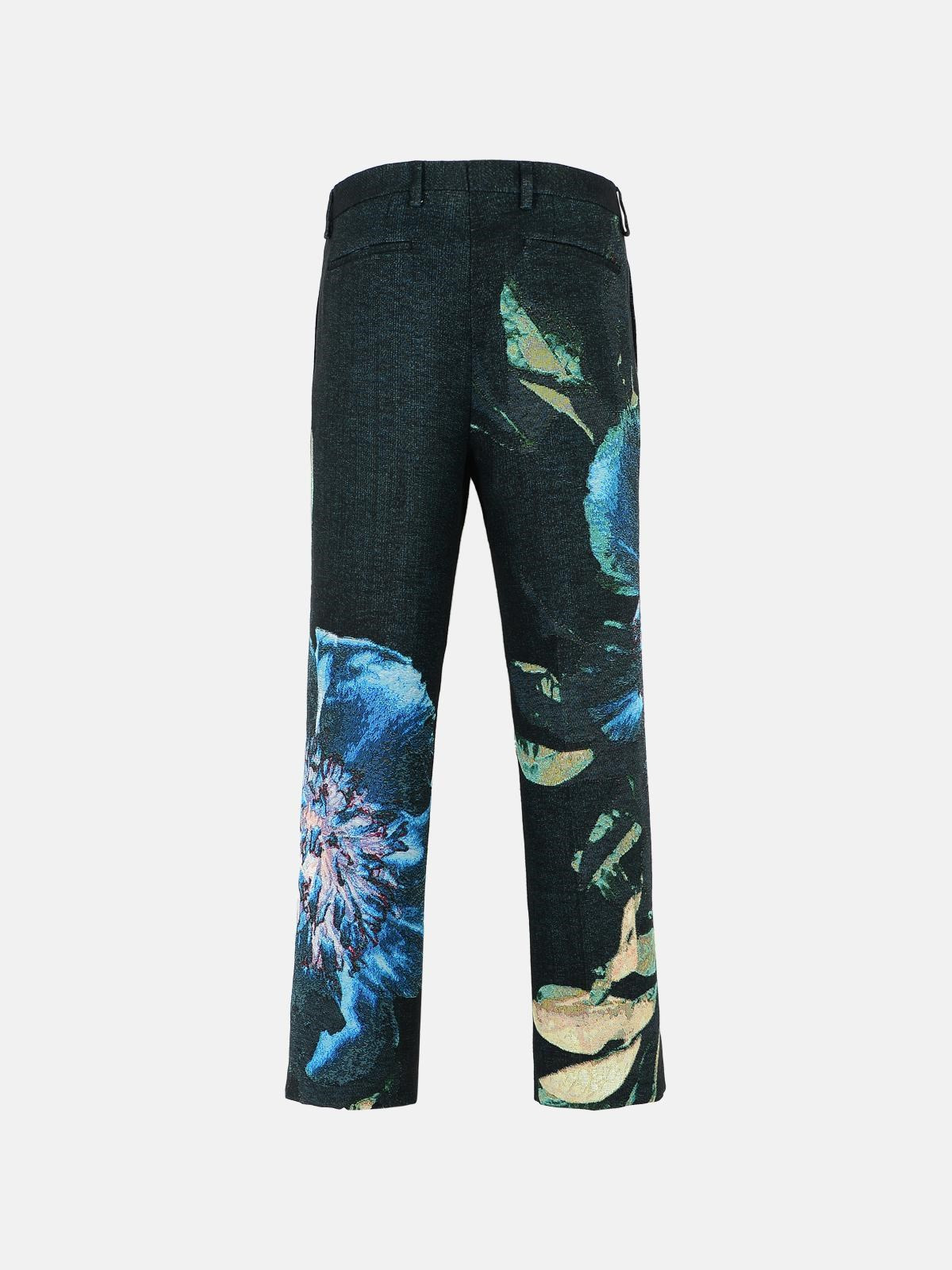 'PANVEL' BLACK COTTON BLEND PANTS - 3