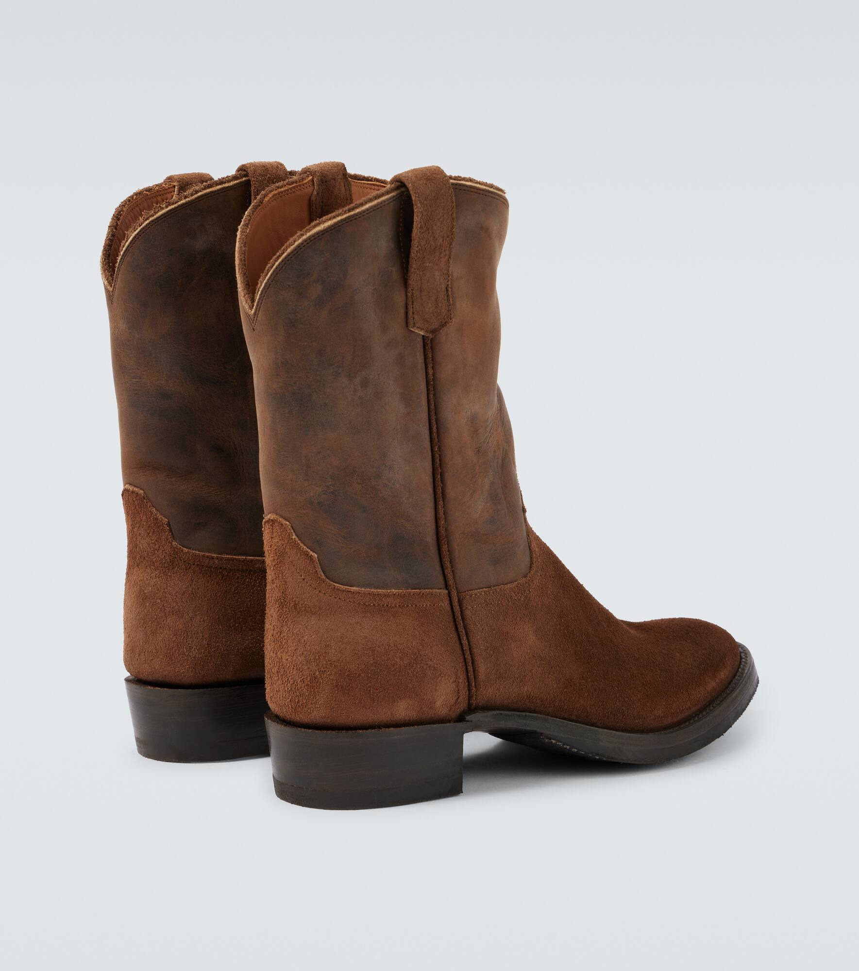 Suede and leather cowboy boots - 6