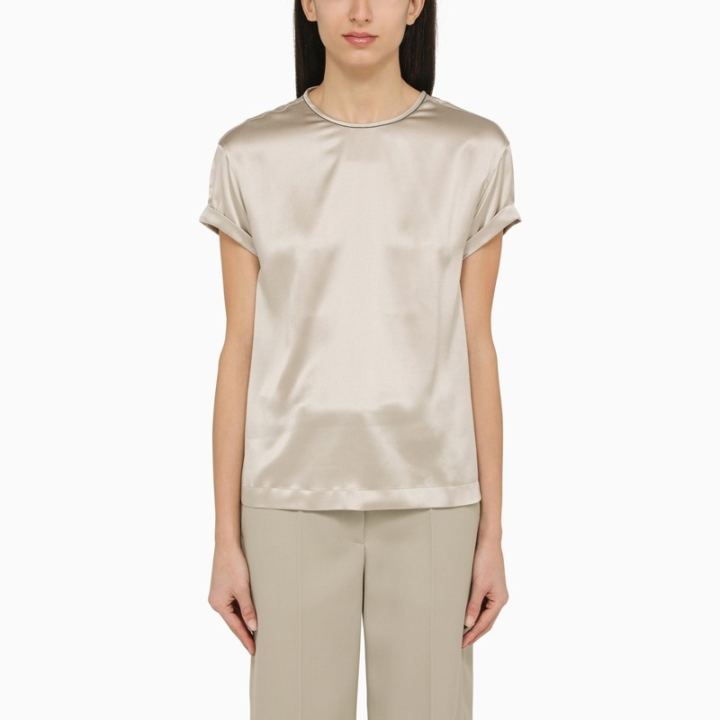 Quartz-coloured silk satin top - 1