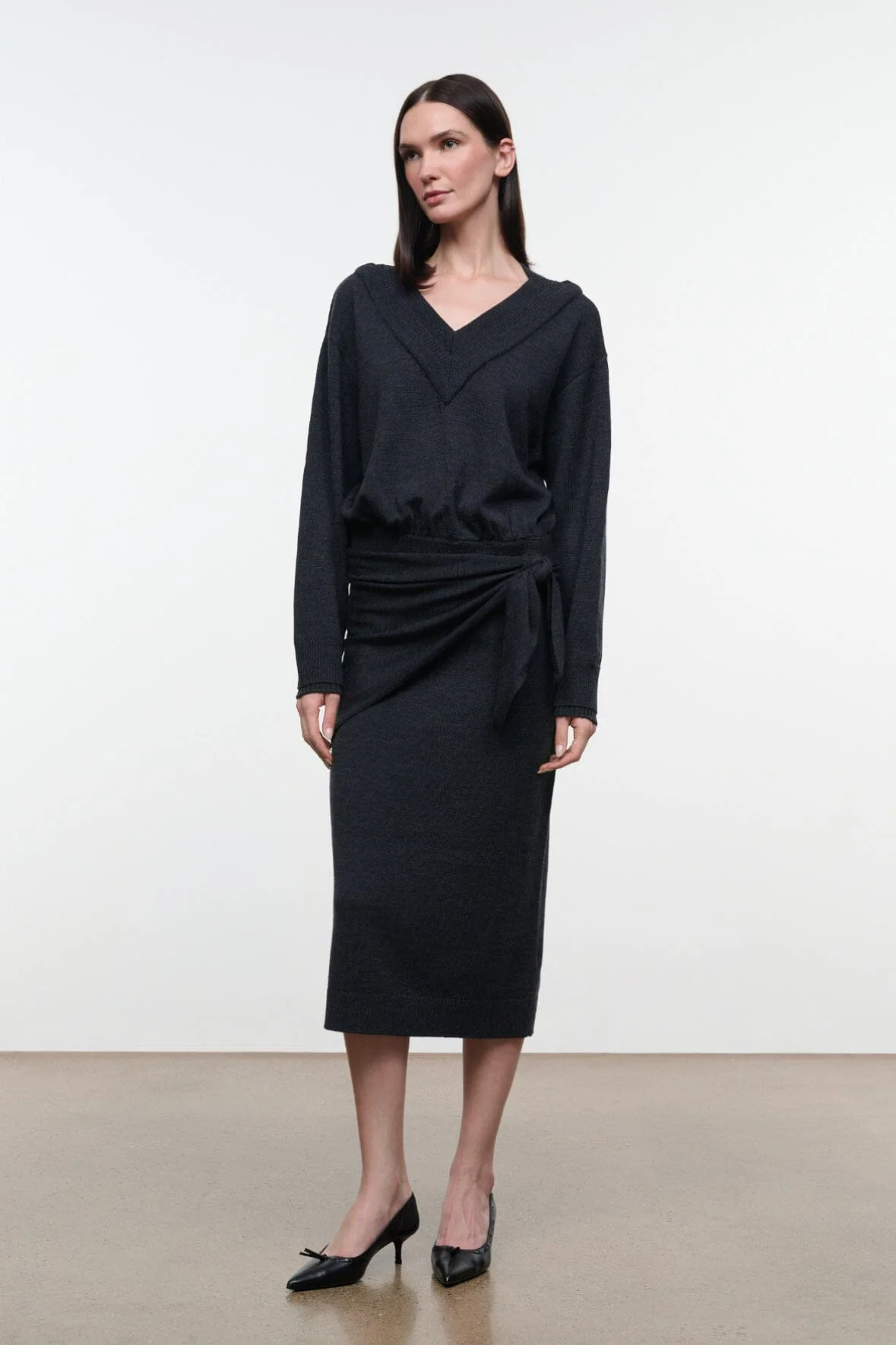 STAUD NORMAN SWEATER DRESS SMOKE - 1