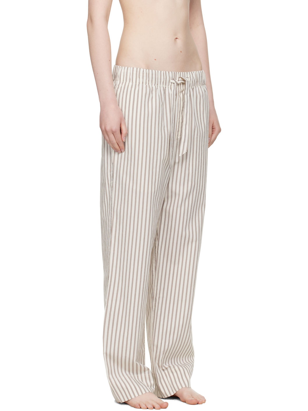 Off-White & Brown Poplin Pyjama Pants - 2
