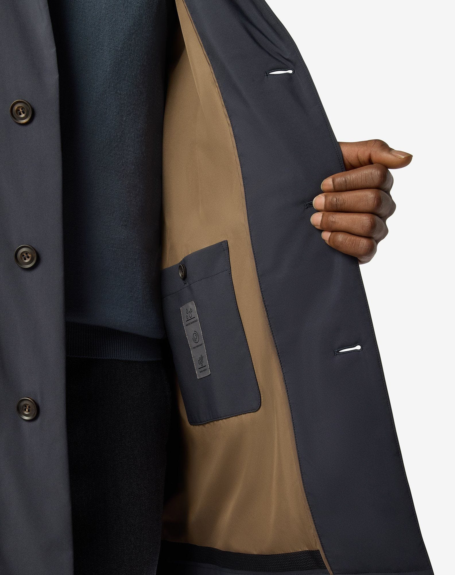 Blue technical fabric trench coat - 5