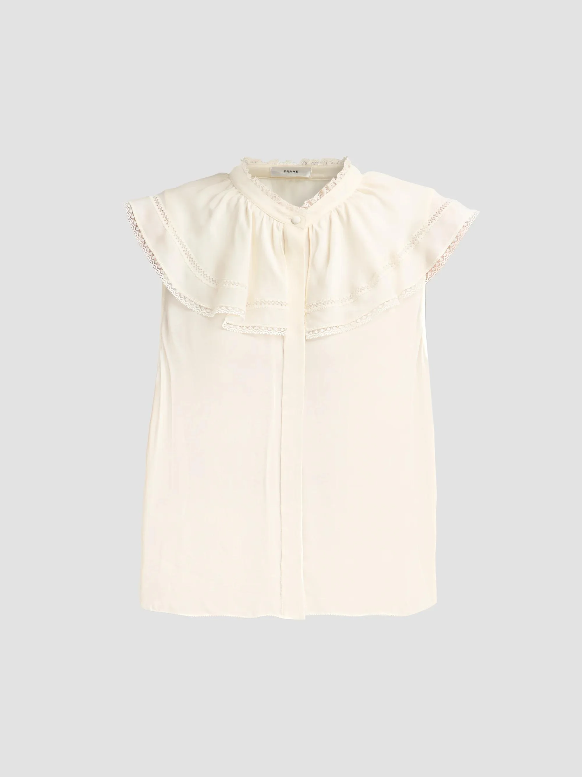 Women's Lace Decor Soirée Silk Top - Cream - 1