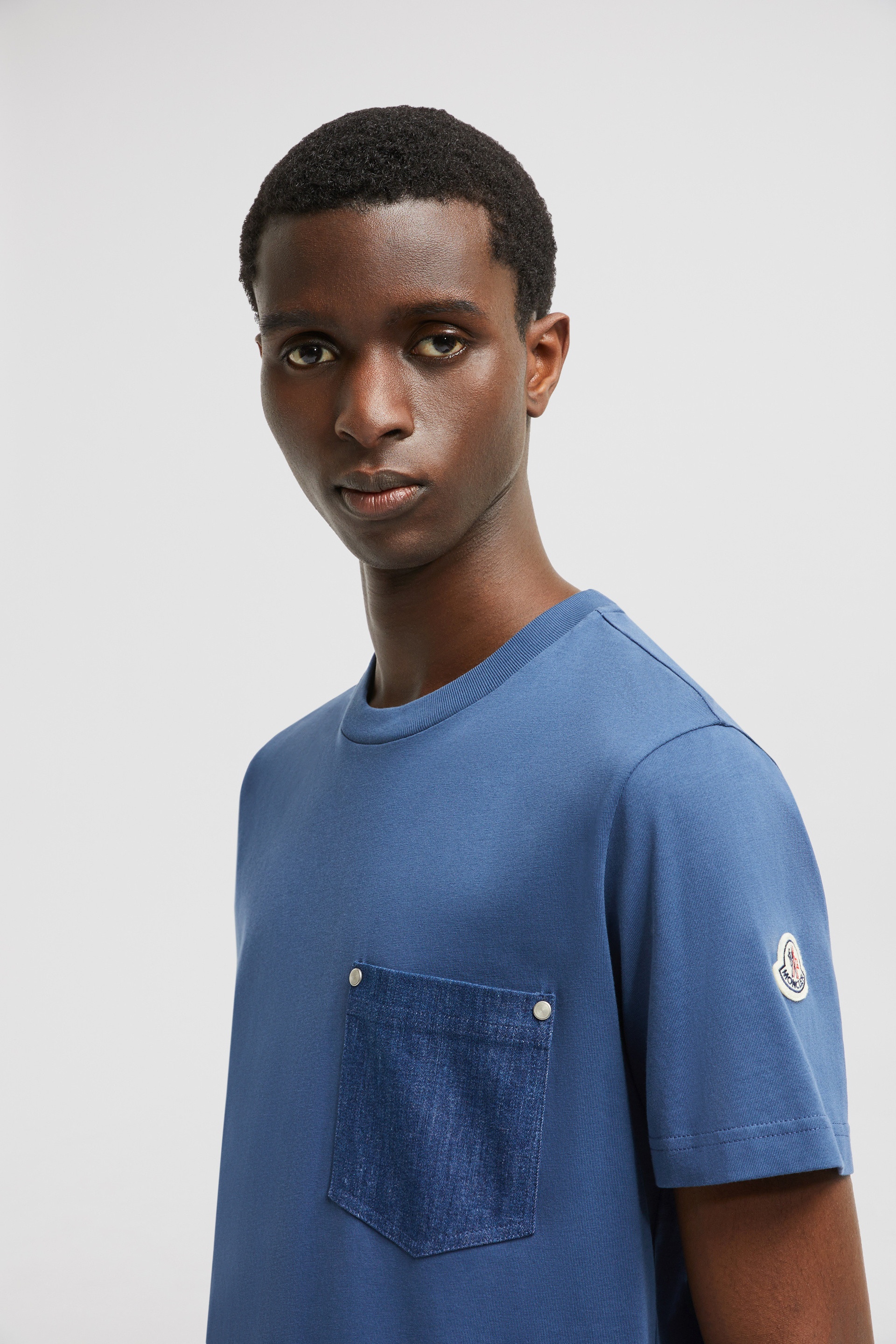 Cotton & Denim T-Shirt with Pocket - 4