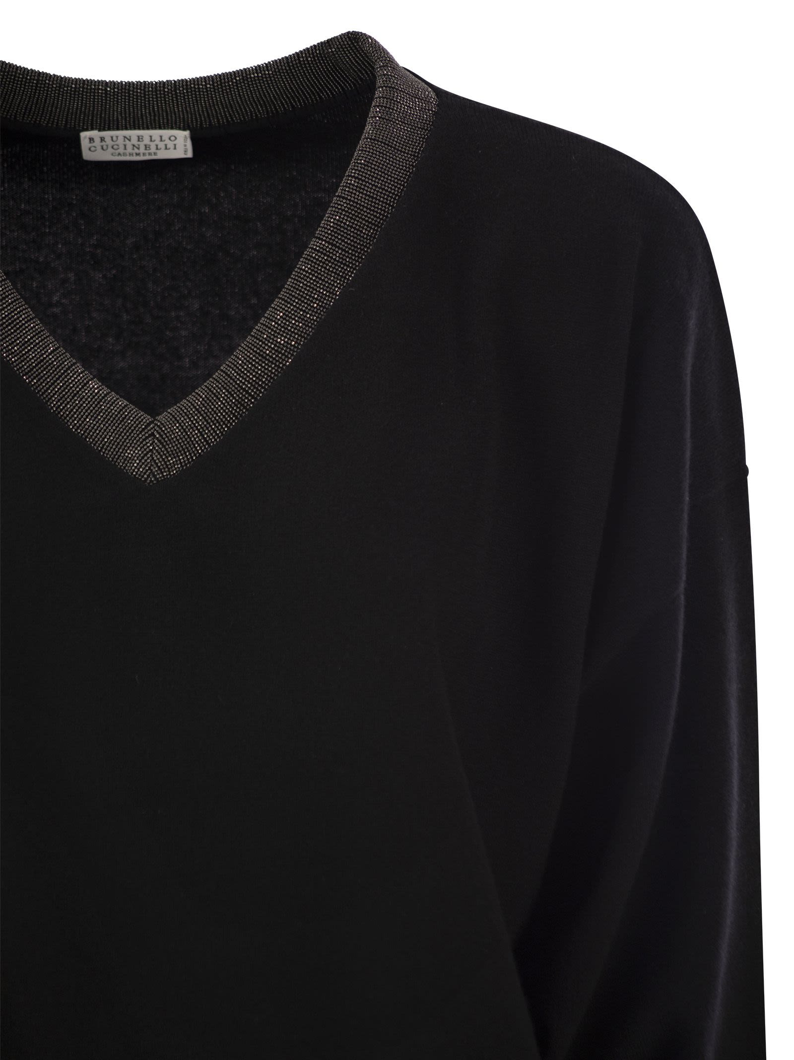 Brunello Cucinelli Women Cashmere Sweater With Precious Ribbed Neckline - 4