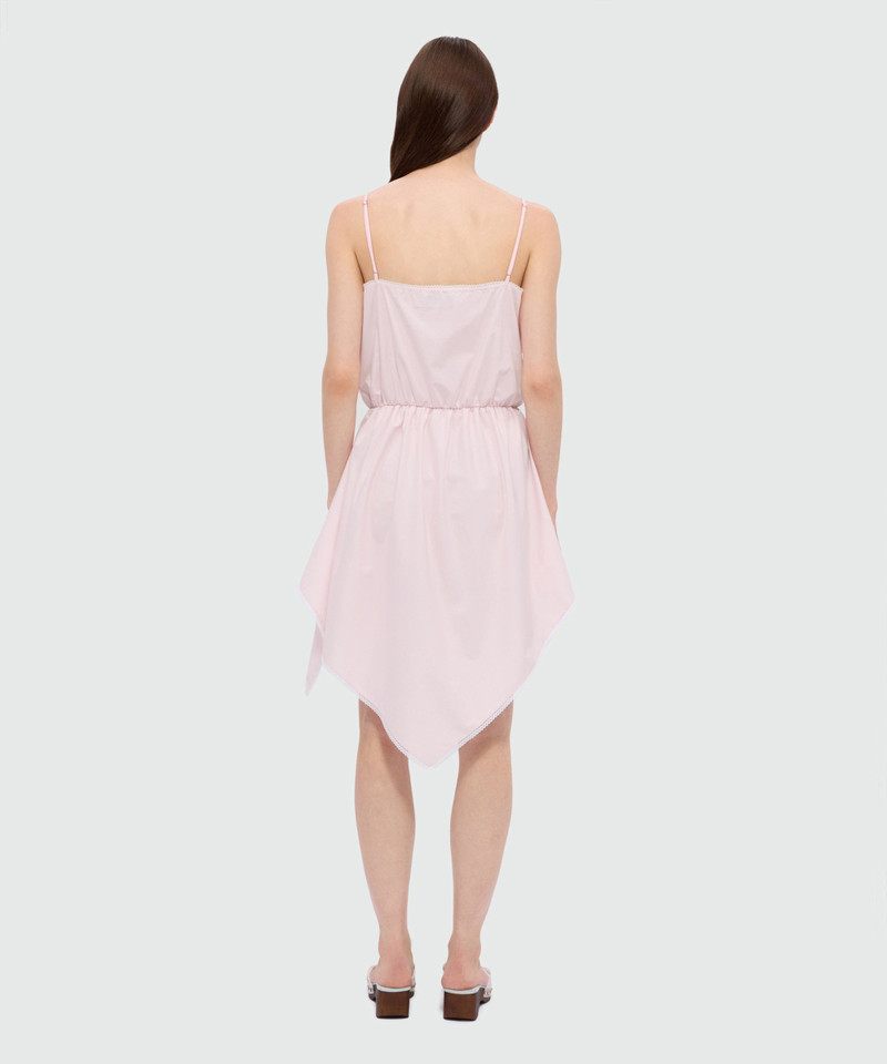 Pink cotton poplin slip dress with lace inserts 3