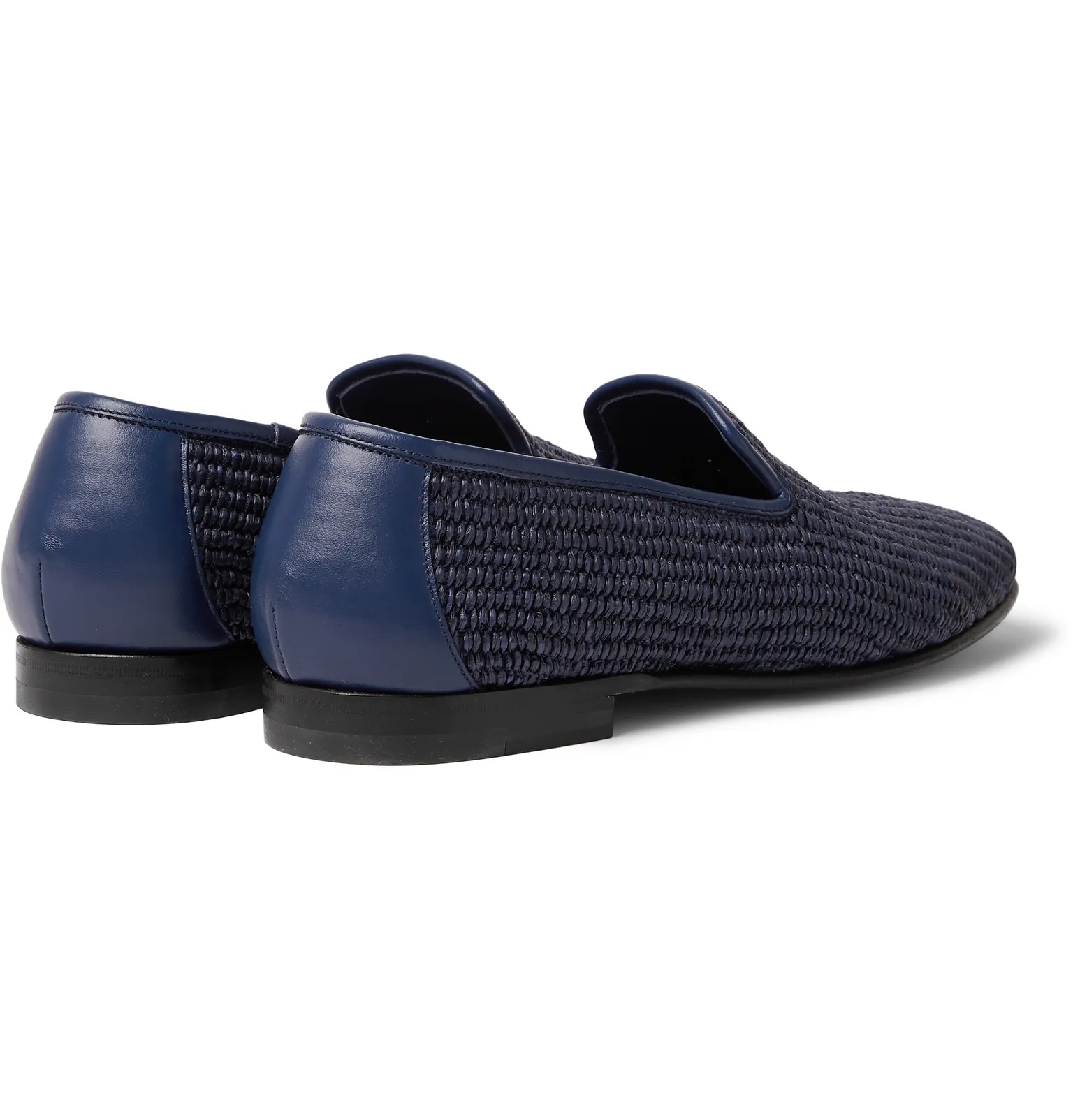 Mario Leather-Trimmed Raffia Loafers - 17