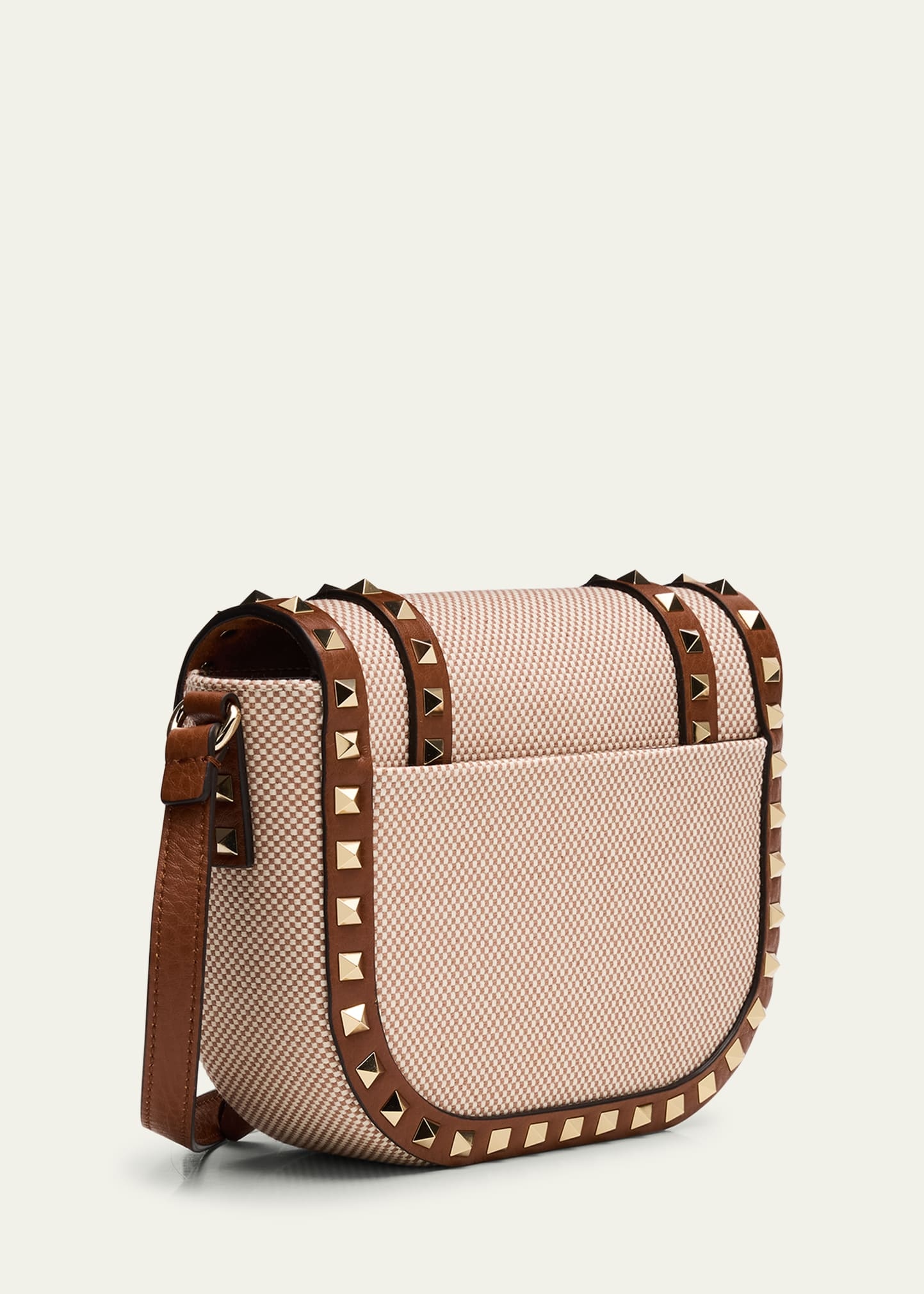 Small Rockstud Canvas Saddle Crossbody Bag - 3