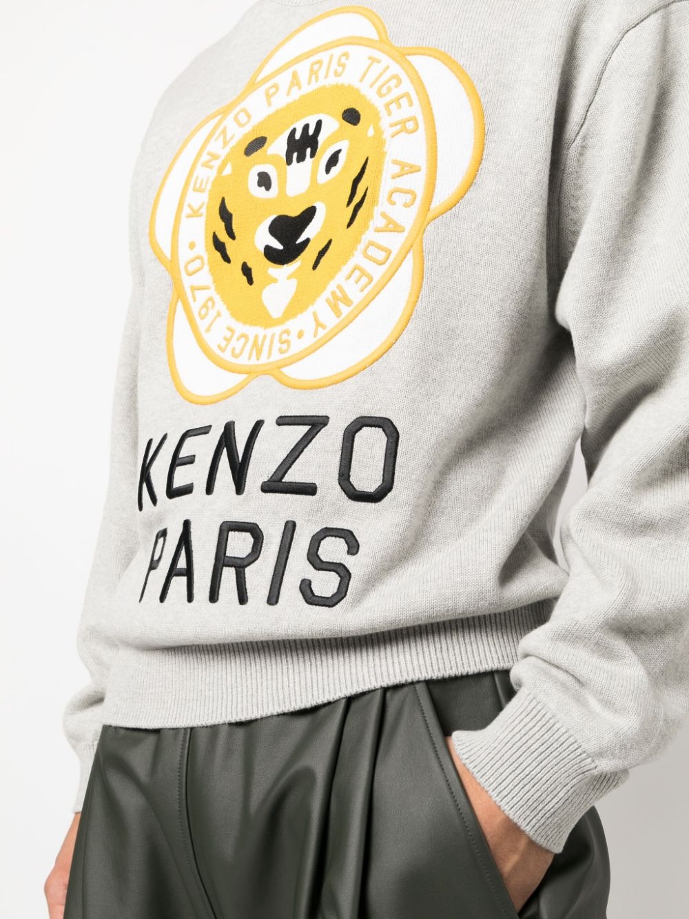 logo-patch wool-cotton sweatshirt - 5
