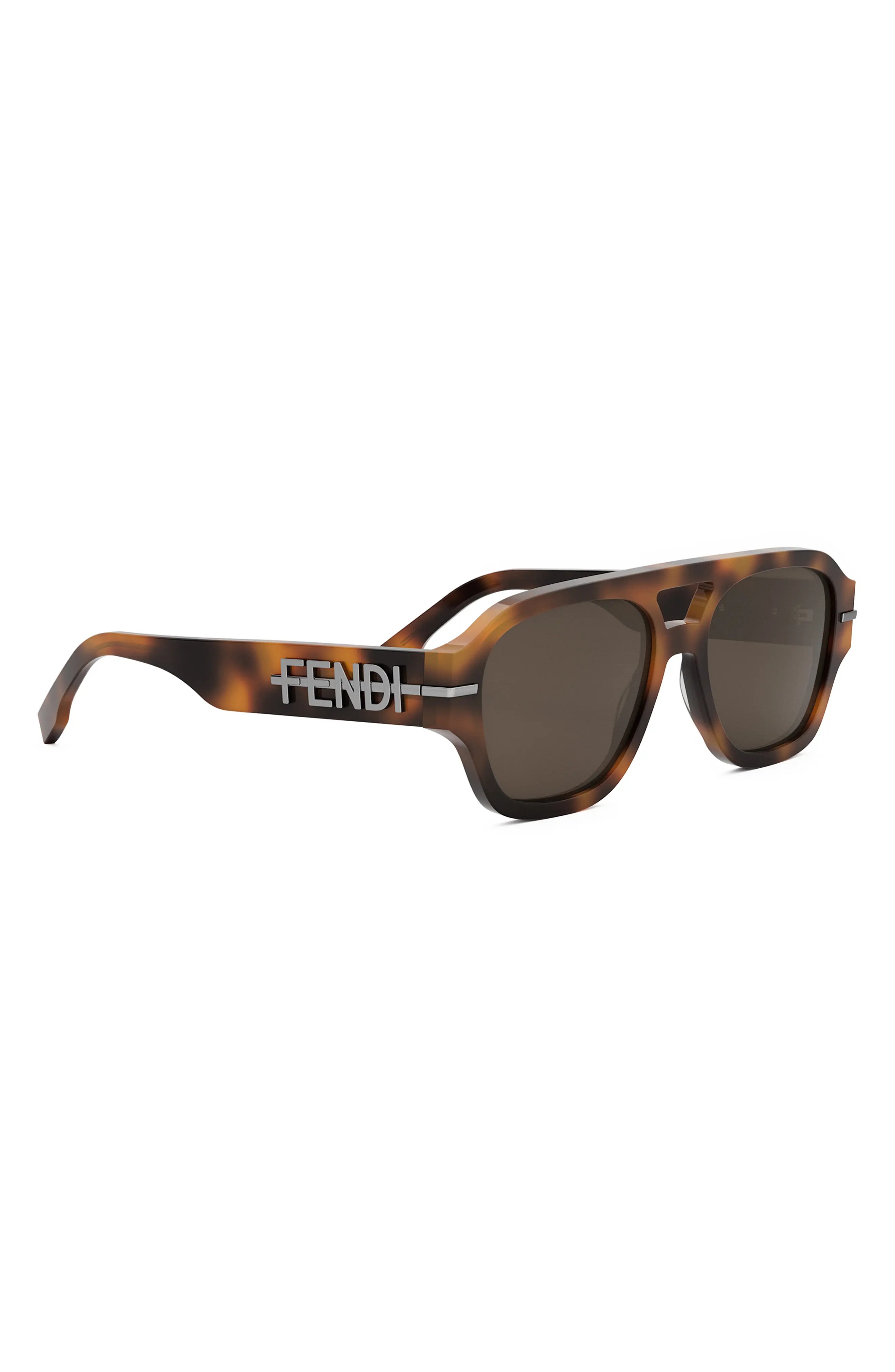 'Fendigraphy 55mm Geometric Sunglasses in Blonde Havana /Brown - 5