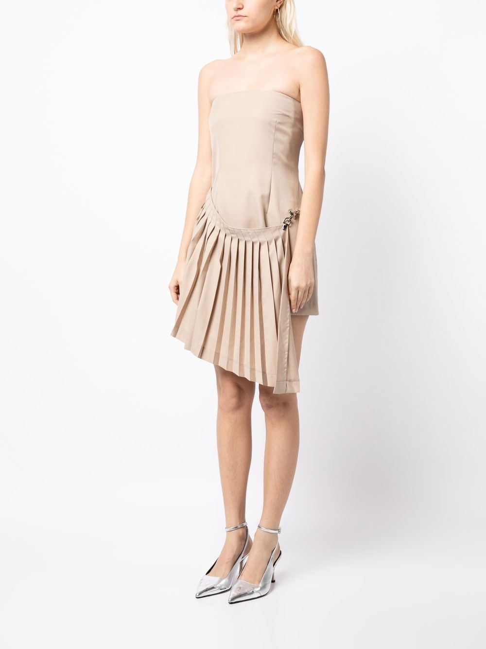 mini strapless pleated dress - 3