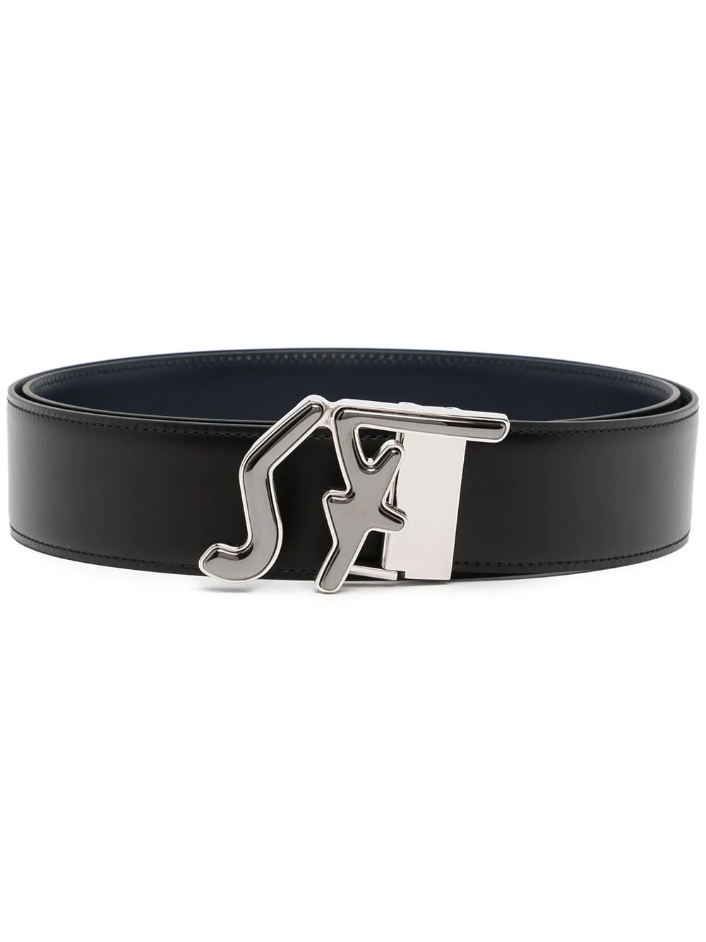 logo-buckle adjustable reversible belt - 1