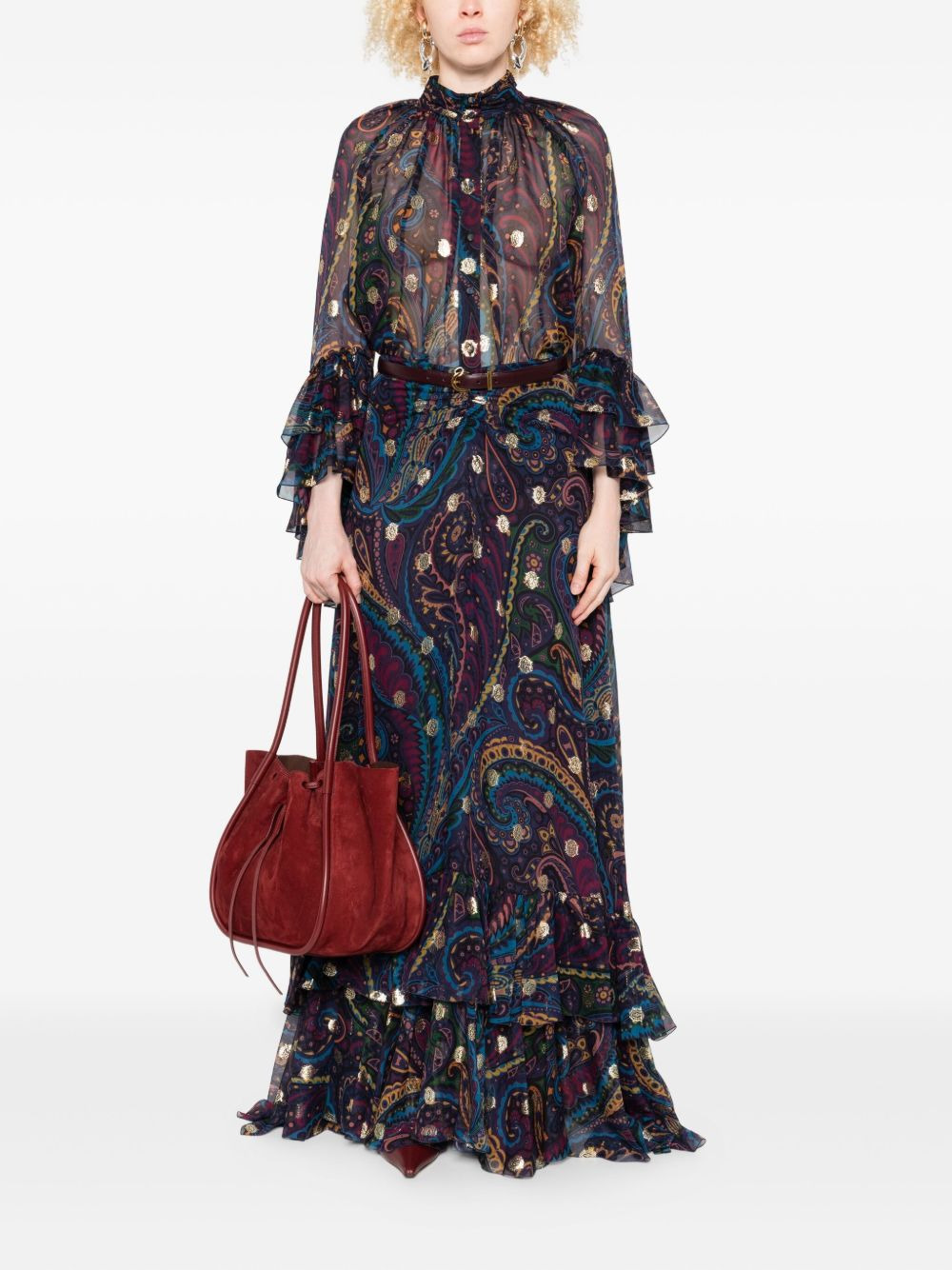 paisley-print ruffled skirt - 2