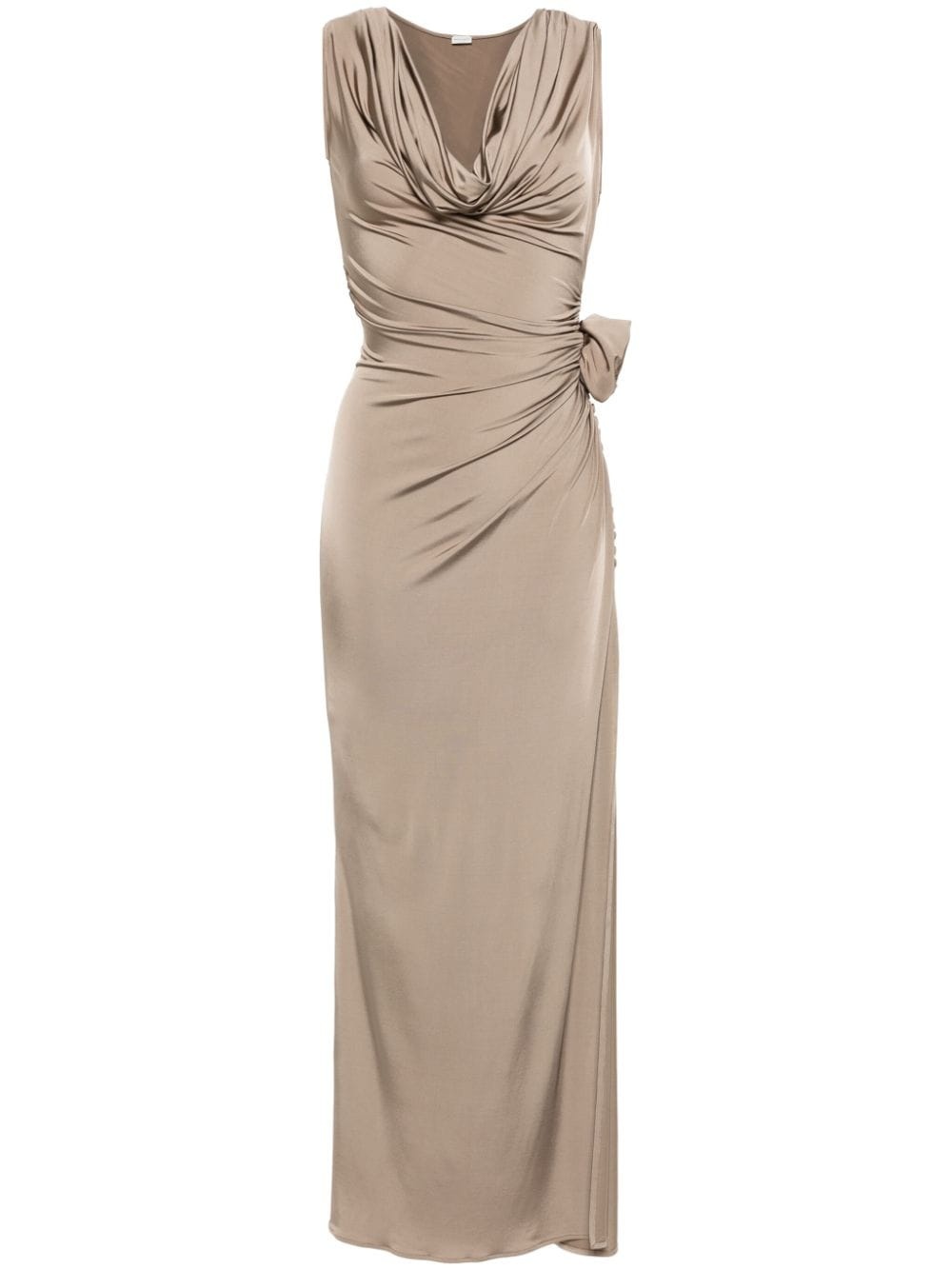 floral-appliqué jersey midi dress - 1