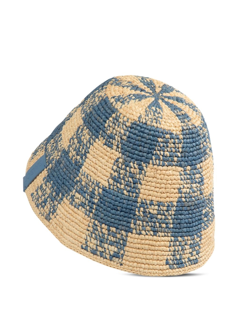 checkered straw bucket hat - 2