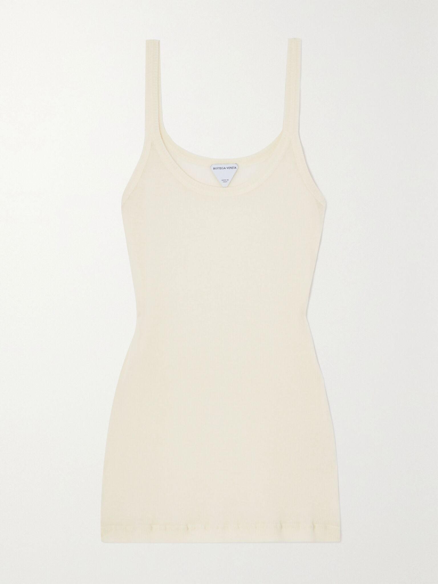 Ribbed cotton-blend tank Cream - 1