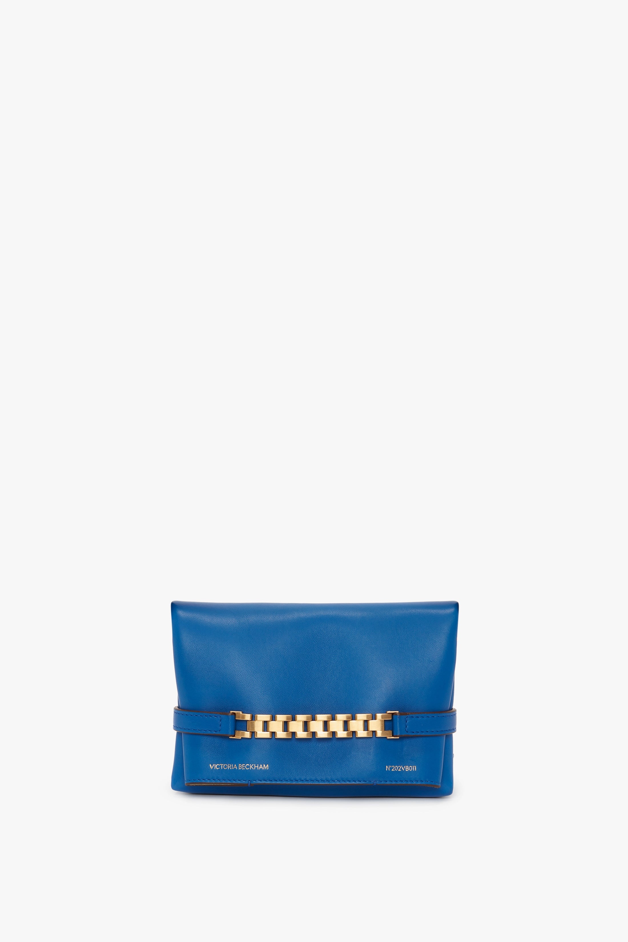 Mini Chain Pouch With Long Strap In Sapphire Blue - 8