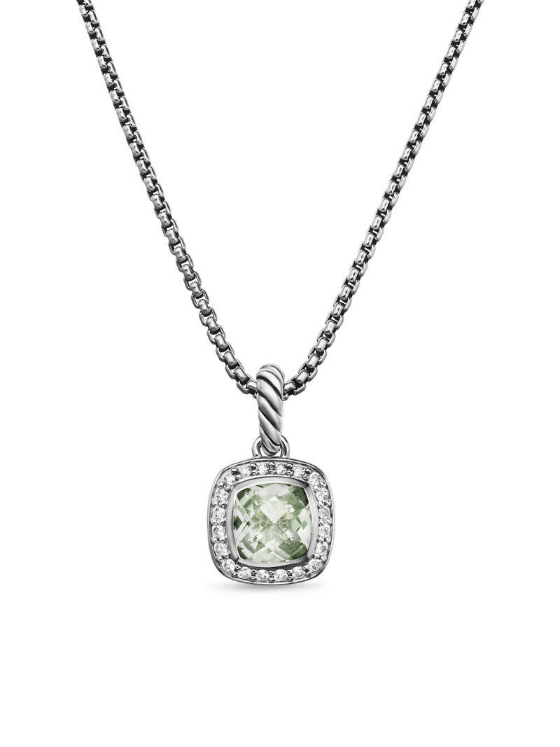 Women's Petite Albion Pendant Necklace in Sterling Silver - Prasiolite 1
