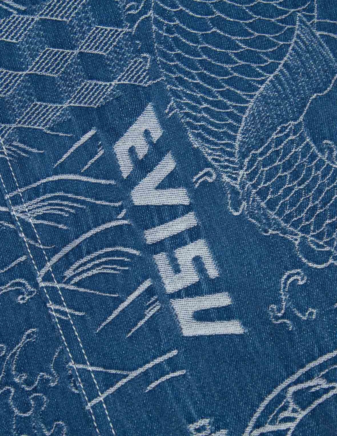 ALLOVER JAPANESE PATTERN JACQUARD SHERPA-LINED DENIM JACKET - 10