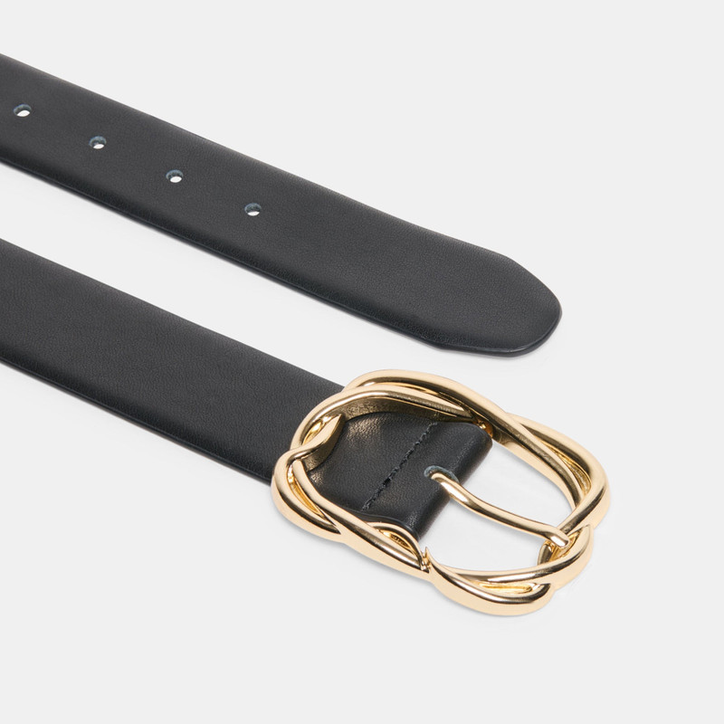 BRAIDED BUCKLE BELT BLACK GOLD 3